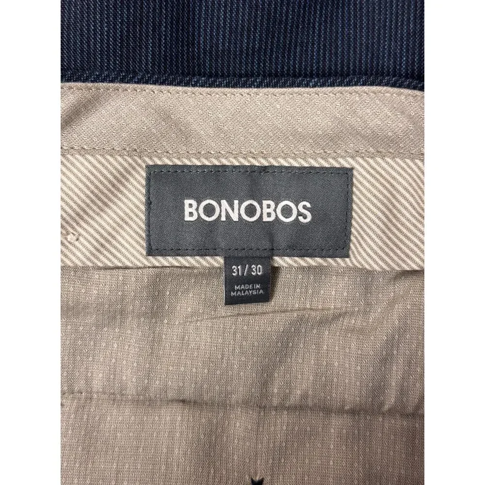 Bonobos Pants 31 / 30 Mens Blue Striped Linen Blend Tapered Leg Trouser